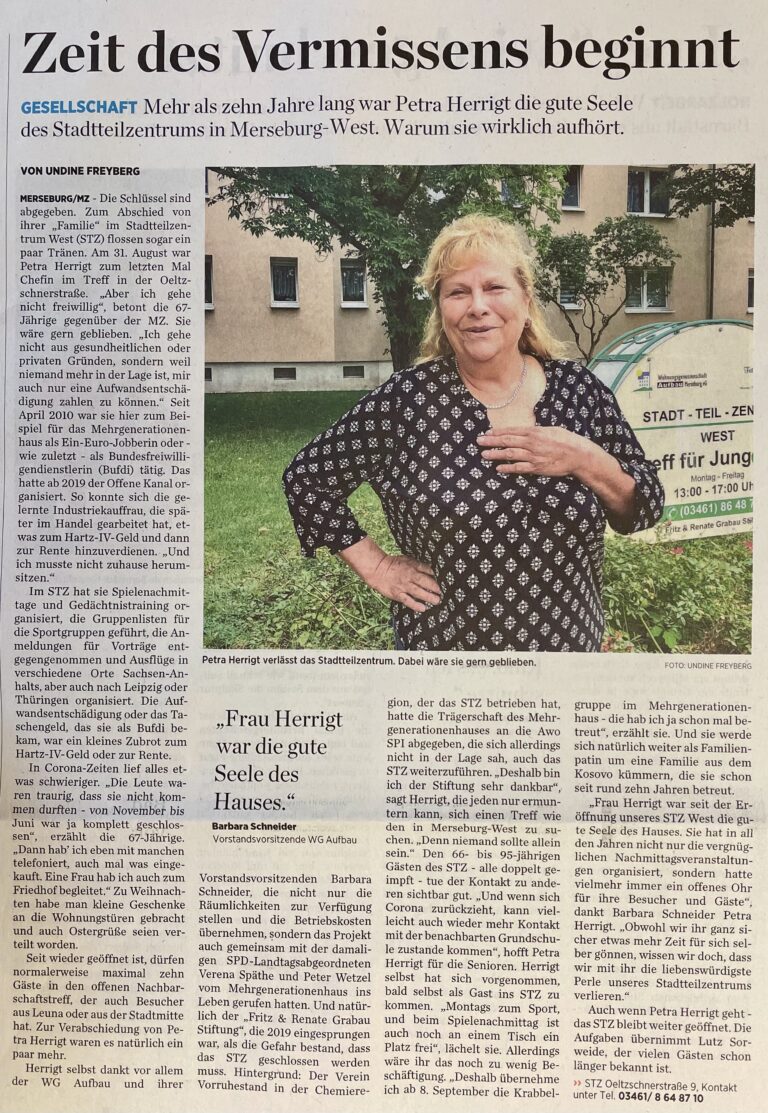 Vielen Dank Frau Herrigt für Ihr jahrelanges Engagement